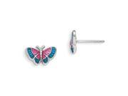 Sterling Silver Madi K Enameled Butterfly Post Earrings