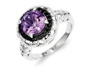 Sterling Silver Amethyst and Black Diamond Ring