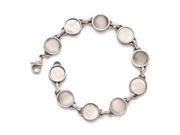 Stainless Steel Polished Cat s Eye and Mother of Pearl Bracelet