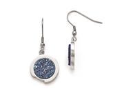 Stainless Steel Polished with Blue Druzy Stone Earrings