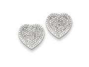 Sterling Silver Diamond Heart Screwback Post Earrings