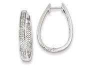 Sterling Silver Diamond Oval Hinged Hoop Earrings