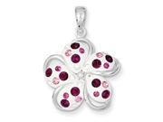 Sterling Silver Pink and White Stellux Crystal Flower Pendant