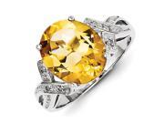 Sterling Silver Rhodium Citrine Diamond Ring