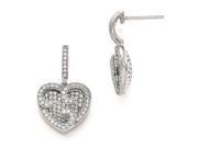 Sterling Silver CZ Brilliant Embers Polished Heart Dangle Post Earrings