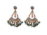 Copper tone Green Teal Brown Acrylic Beads Post Earrings