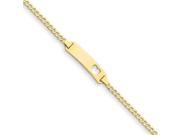 14k Yellow Gold 7in Curb Link ID Plate with Cut out Heart Bracelet
