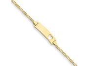 14k Yellow Gold 7in Figaro Link ID Plate with Cut out Heart Bracelet
