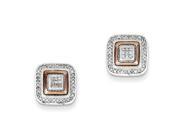 14k White Gold Rose Rhodium Diamond Square Post Earrings