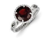 Sterling Silver Garnet Twisted Circle Ring