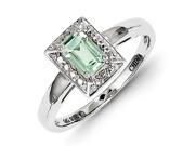 Sterling Silver Green Amethyst Diamond Ring