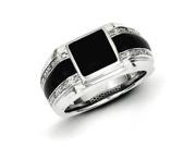 Sterling Silver Diamond Onyx Men s Ring