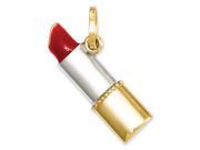 14k Yellow Gold Rhodium Enameled Lipstick Pendant