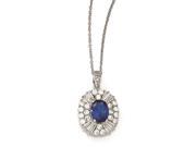 Cheryl M Sterling Silver CZ and Synthetic Blue Spinel 18in. Necklace