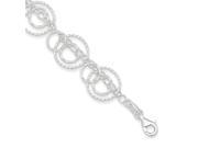 Sterling Silver 7in Textured Fancy Circles Link Bracelet