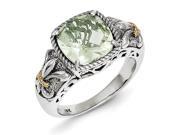 Sterling Silver w 14k Green Quartz Ring