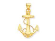 14k Yellow Gold Anchor w Rope Pendant