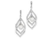 Sterling Silver Rhodium Plated Diamond and Freshwater Cultured Pearl Post Earrings