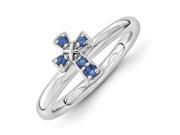 Sterling Silver 0.130ct. Stackable Expressions Rhodium Created Sapphire Cross Ring