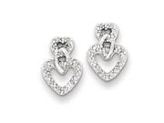 Sterling Silver Rhodium Plated Diamond Heart Post Earrings