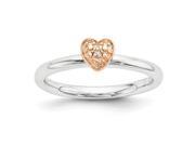 Sterling Silver Rose Gold plated Stackable Expressions Diamond Heart Ring