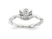 Sterling Silver Stackable Expressions Polished Diamond Angel w halo Ring