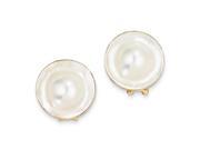14k Yellow Gold 14mm Cultured Blister Pearl Post Earrings