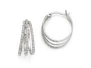 Sterling Silver 0.010 ct. Diamond Mystique Oval Hoop Earrings
