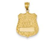 14k Yellow Gold Large Police Badge Pendant