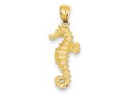 14k Yellow Gold Polished Open Backed Seahorse Pendant