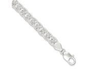 Sterling Silver 7in Polished and Textured Fancy Stylish Link Bracelet