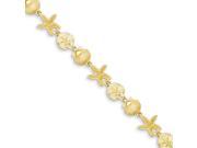 14k Yellow Gold 7in Seashell Theme Bracelet