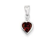 Sterling Silver Rhodium Garnet Diamond Pendant