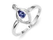Sterling Silver Rhodium Plated Diamond and Tanzanite Ring