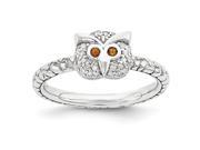 Sterling Silver Stackable Expressions Garnet Diamond Owl Ring