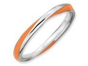 Sterling Silver Stackable Expressions Twisted Orange Enameled Ring