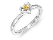 Sterling Silver 0.070ct. Stackable Expressions Citrine Heart Ring