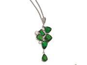 Cheryl M Sterling Silver CZ and Glass Simulated Emerald 18in Necklace