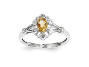 Sterling Silver Citrine Diamond Ring