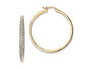 14k Yellow Gold G H SI2 Quality Diamond Completed Diamond In Out Hoop Earrings