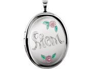 Sterling Silver Oval Mom Locket with Color Sterling Silver Oval Mom Locket with Color
