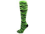 Zebra Print Knee High Socks Fluorescent Green Black
