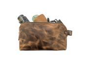 Large Rustic Leather All Purpose Dopp Kit Utility Bag Cords Chargers Tools School Office Supplies Handmade by Hide Drink Bourbon Brown