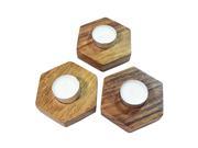 Hexagonal Wood Candle Holder 3 Pack Handmade by Hide Drink Chechen