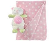Stephan Baby Sleepy Owl Polka Dot Plush Blanket and 9 inch Plush Owl Gift Set Pink and White