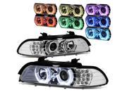 For 97 03 BMW E39 5 Series 3D Halo Projector RGB Color Change Headlight LED Corner Lights Chrome Housing 99 00 01 02