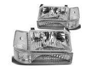 For 92 96 Ford F 150 Bronco Replacement Headlight Lamp Assembly Chrome Housing 5 Gen 93 94 95