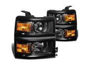 For 14 15 Chevy Silverado GMT K2XX Projector Headlight Corner Light Kit Black Housing Amber Reflector