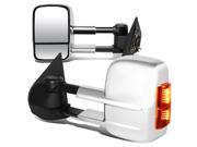 For 97 04 Ford F150 Pair of Chrome Powered Heated Amber Signal Glass Manual Extenable Side Towing Mirrors 01 02 03