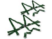 Universal Green Nylon Racing Seat Belt Harness 6 Point Quick Release Camlock Set Pack of 2